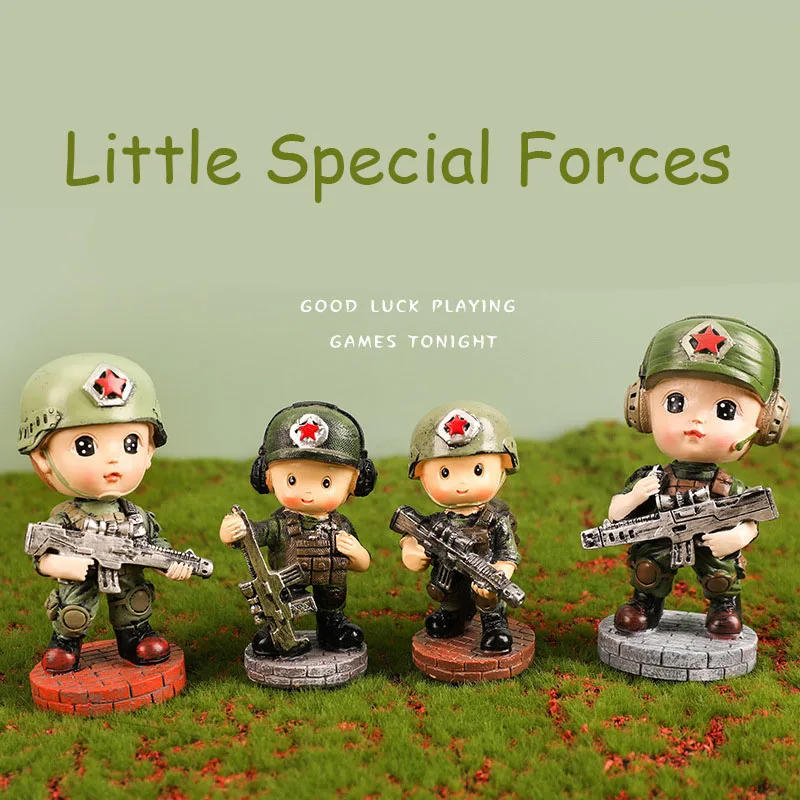 

9CM/11.5CM New Special Forces Creative Shaking Head Car Ornaments Cartoon Dolls Military Dolls Resin Crafts Gifts Ornaments Toys