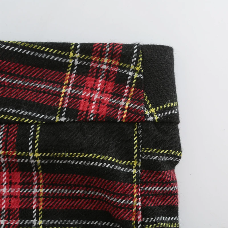 

Women Plaid Zip Pants Casual Female Cotton High Waist Zipper Flay Ankle Length Pants High Street Tapered Harem Spring Trousers