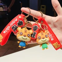 cute cartoon keychain silicone panda cat lion tiger rabbit dinosaur doll car keychain women bag charm pendant