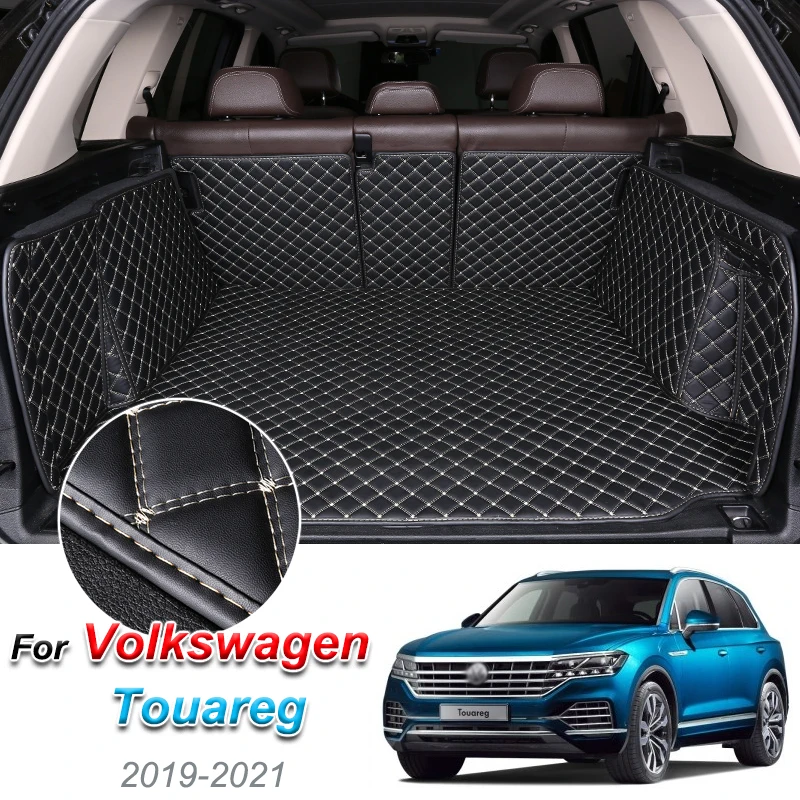 

Кожаные Коврики для багажника на заказ для Volkswagen Touareg 2019-2021, напольный коврик для заднего багажника, поднос, ковер, аксессуары для подкладки ...
