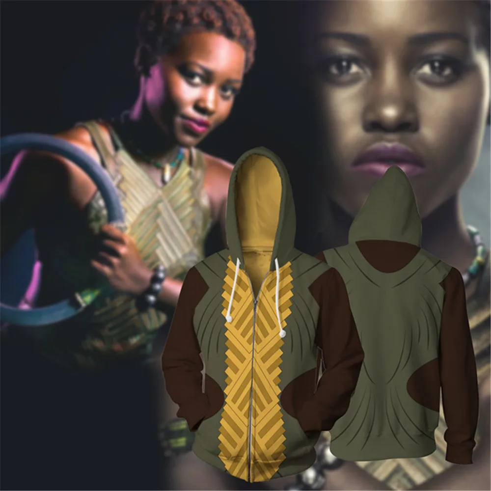 Толстовка Черная пантера Okoye Erik Killmonger толстовка с длинным рукавом на молнии