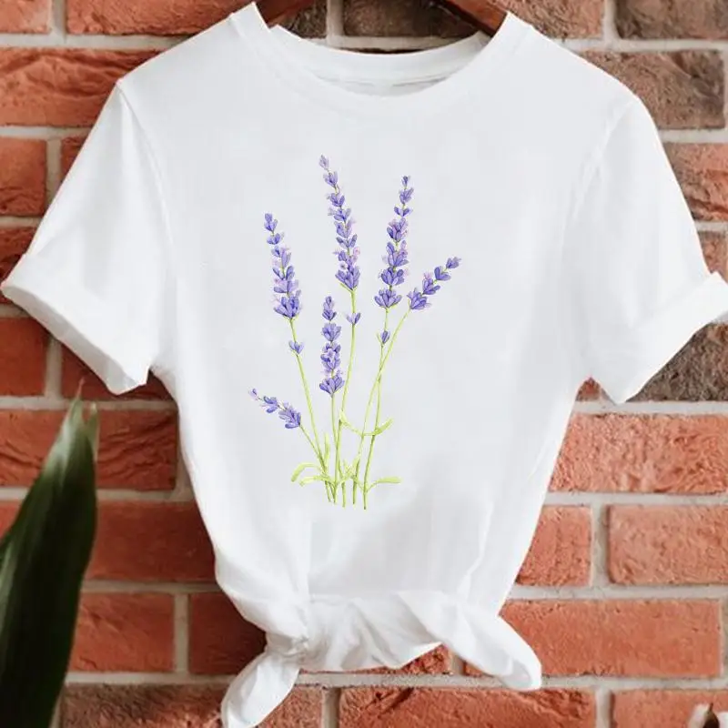 

Short Sleeve Women Flower 90s Sweet New Lovely Lady T-shirts Print Tee Fashion Summer Tshirt Top Clothes Female Graphic T-Shirt