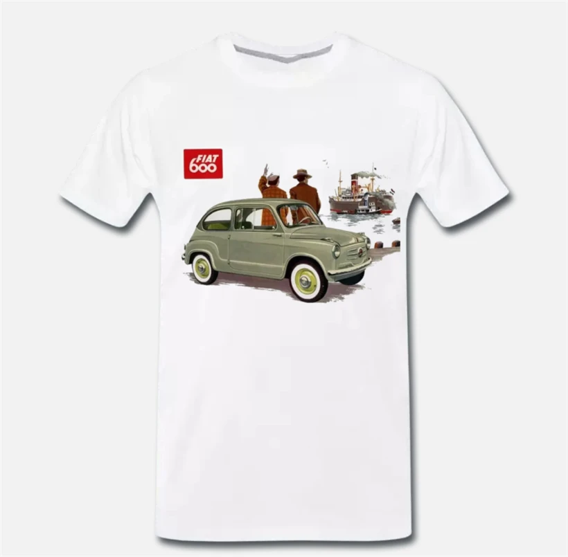 Футболка Maglia Tributo Fiat 600 Auto Mito Anni 50 1 Винтажная с принтом S M L XL|Мужские футболки| |