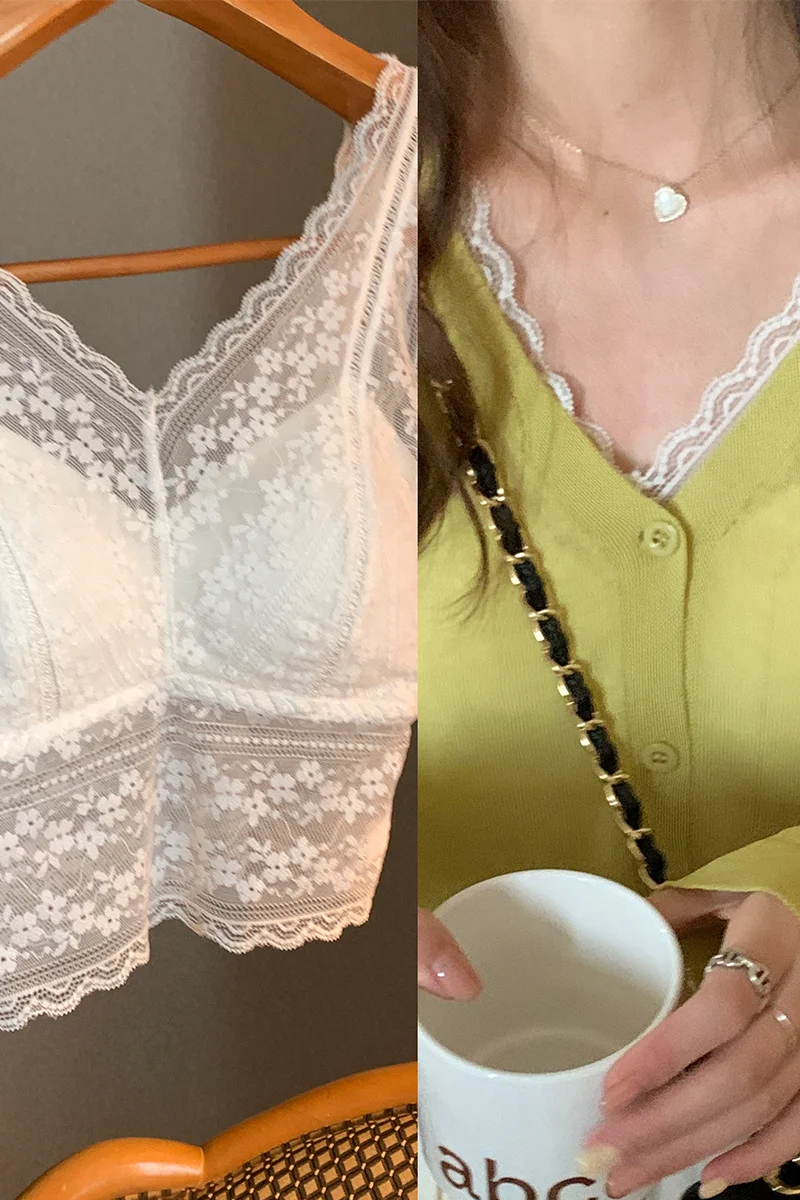 Женский кружевной черный жилет на бретельках Pure Desire корейский топ с широкими