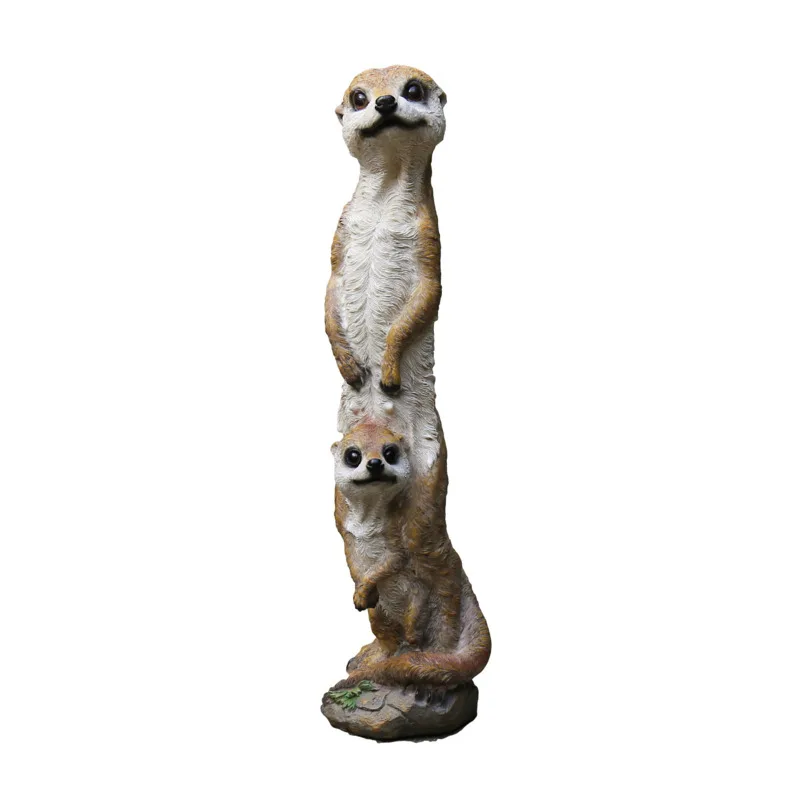 

Outdoor Garden Resin Mongoose Crafts Statues Decoration Home Courtyard Balcony Cute Cat Animal Sculptures Decor Park Ornaments