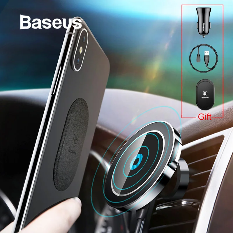 Baseus, автомобильное Qi Беспроводное зарядное устройство, держатель для iPhone 11X8 8 Plus, магнитный, вращение на 360 градусов, автомобильное крепление, авто подставка для телефона