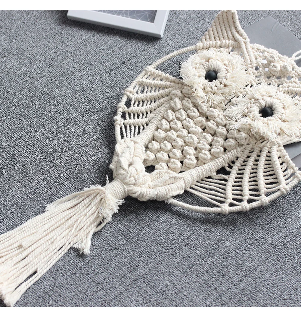 Желтый Красный Сова богемный макраме стены искусства ручной работы настенный