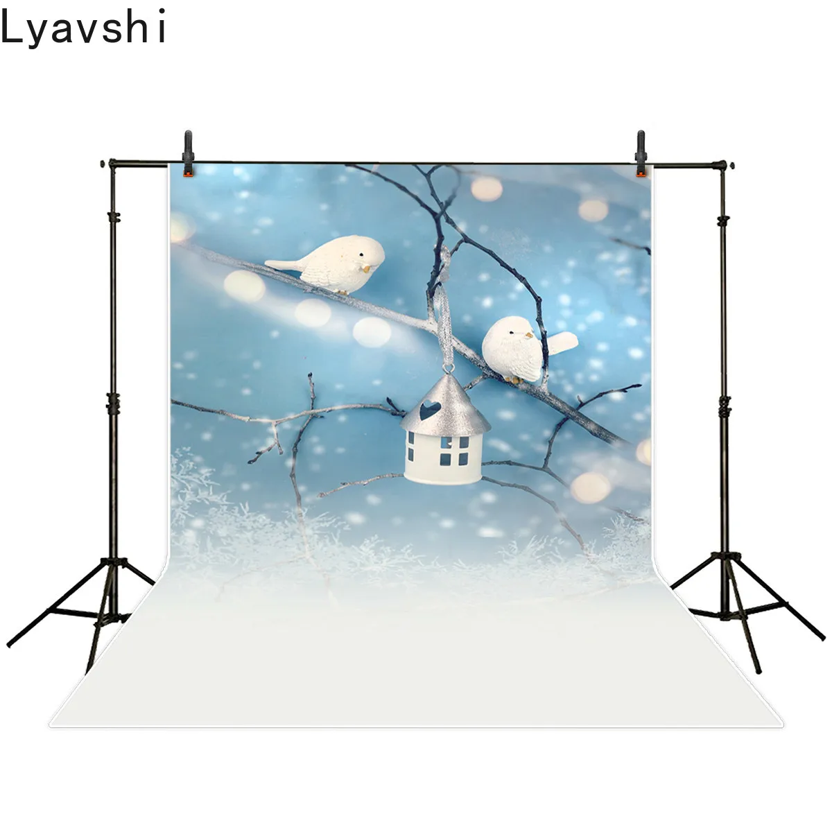 

Фон для фотосъемки с птицами, замерзшими ветвями, зимним снегом, рождественским временем