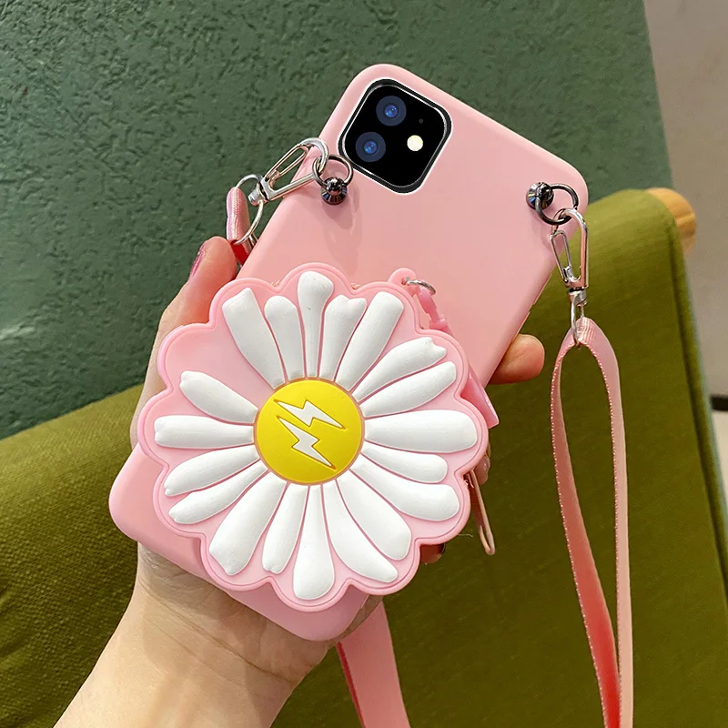 

3D Little Daisy Phone Case for Huawei NOVA 7 PRO 5G 6 SE 5 5i 7i 3 3i Mate 20 30 10 Lite 20X Soft Cover Wallet bag Lanyard