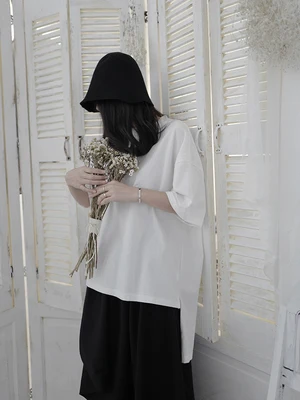 Футболка с короткими летними рукавами Женская необычная хлопковая рубашка