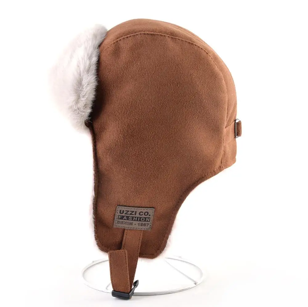 Шапка-бомбер с наушниками из искусственной кожи для мужчин и женщин русской зимы