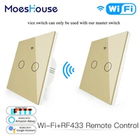wifi 2 way wall touch sensor smart switch rf433 transmitter wall panel wireless remote control work with alexagoogle home