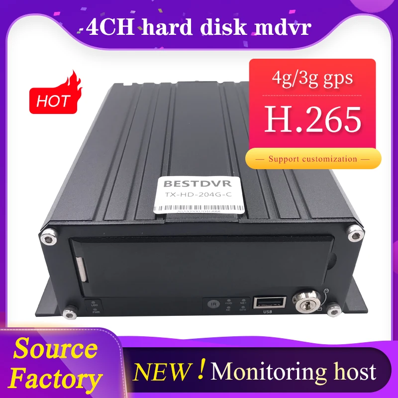 Ahd 1080p 4CH 3G 4G GPS Жесткий диск SD карта Мобильный DVR встроенный супер конденсатор h.265