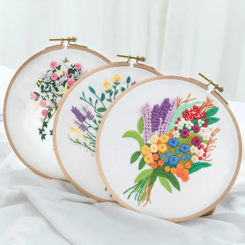 Beauty Flowers Embroidery Ribbon Kit for Beginner Needlework Kits Cross Stitch Arts Crafts Sewing Home Decor | Дом и сад