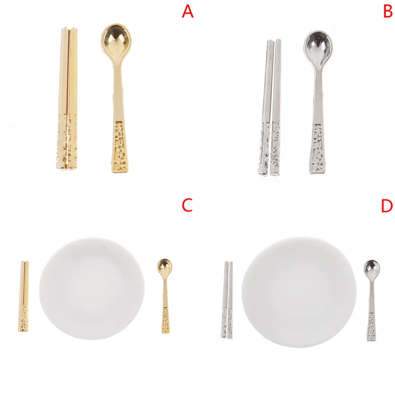 

1/12 Dollhouse Miniature Accessories Chopsticks, spoons and dishes Model
