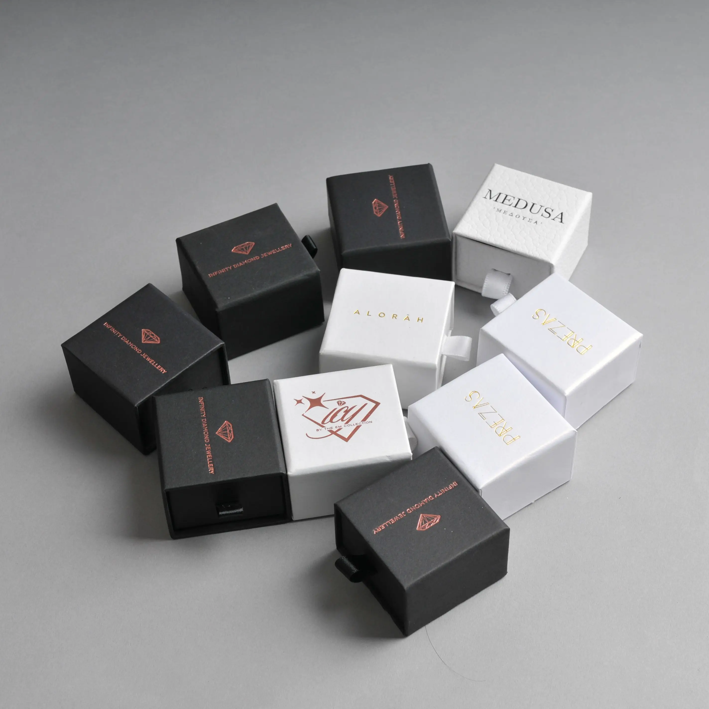 50pcs Custom logo single wedding ring jewelry packaging suits personalized box cases