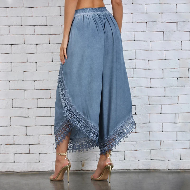 Женские черные брюки с высокой талией женские повседневные широкими штанинами