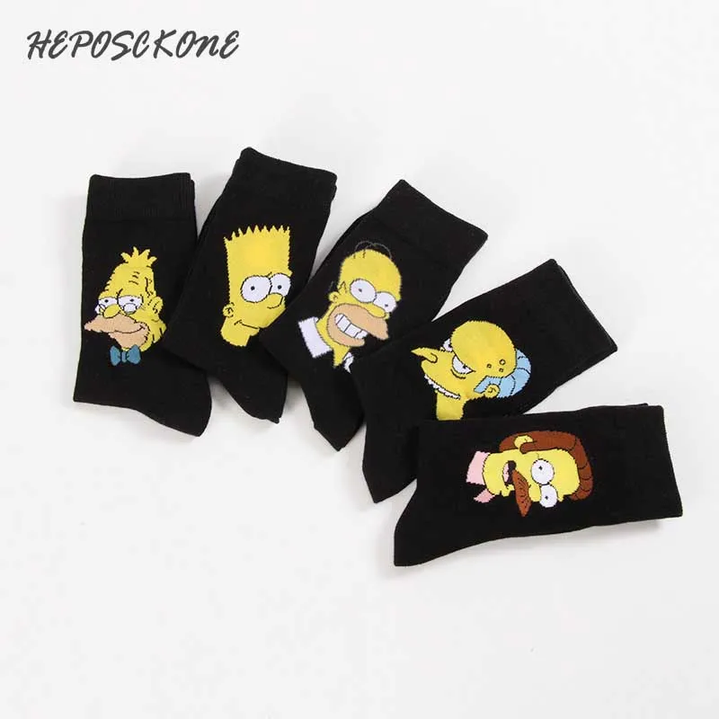 5 пар/упак. японском в духе колледжа милые хлопковые личность Симпсон пара носки