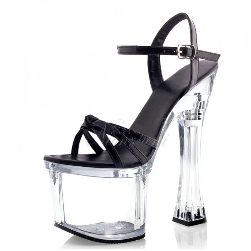 

Сандалии женские из лакированной кожи, прозрачные босоножки на платформе, очень высокий каблук 7 дюймов, обувь для танцев на шесте, открытый ...