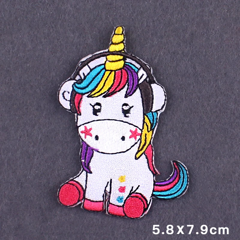 Вышитые нашивки с единорогом для одежды аксессуары утюга аппликация