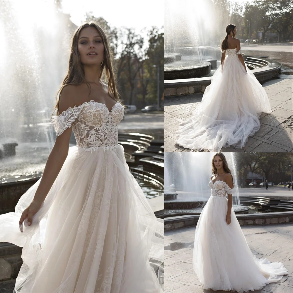 

Белое Новое Кружевное Тюлевое свадебное платье на молнии с открытой спиной, женское пляжное свадебное платье без бретелек, размера плюс