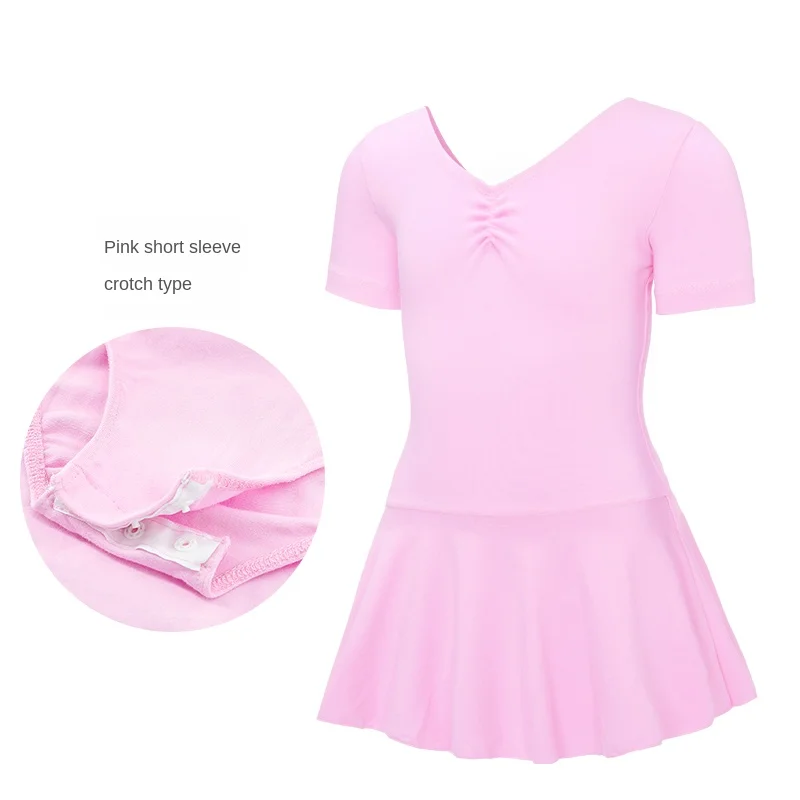 

Girls Cotton Gymnastics Leotards Ballet Dress Kids Children Short Sleeve Dance Leotards Ballerina Costumes Dancing Dress