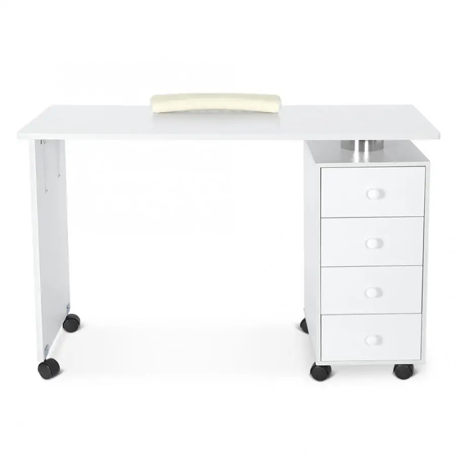 Manicure Station Large Table with 4 Drawers Salon Spa Nail Equipment White with 4 Wheels Nail Art Shop Nail Polish Holder Desk