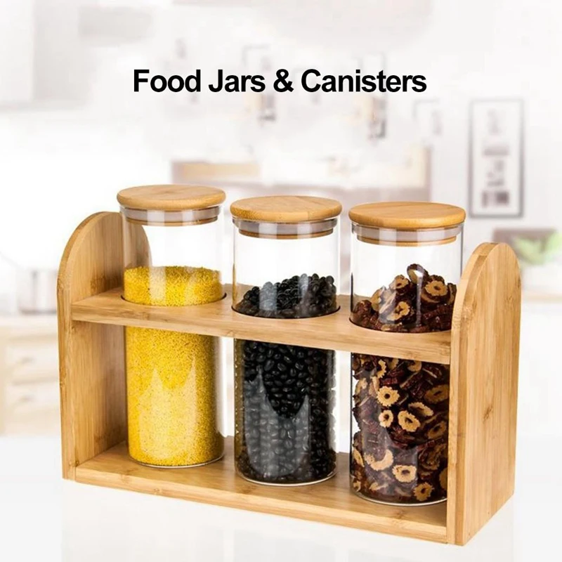 Домашний стеллаж для хранения Стекло Еда контейнеры запечатывания бамбуковой