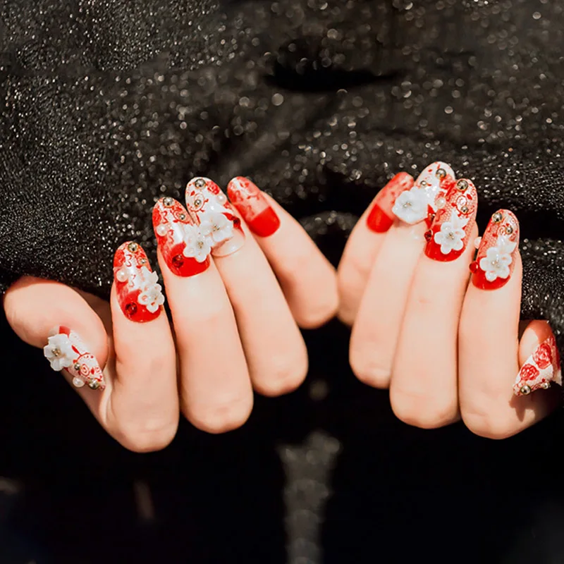 24 шт./компл. предварительно дизайн изысканный 3D цветы искусственные накладные