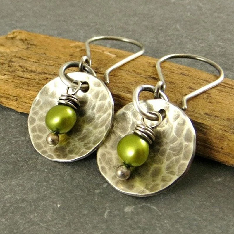 Винтажные этнические гравировочные круглые висячие серьги Подвесные для женщин