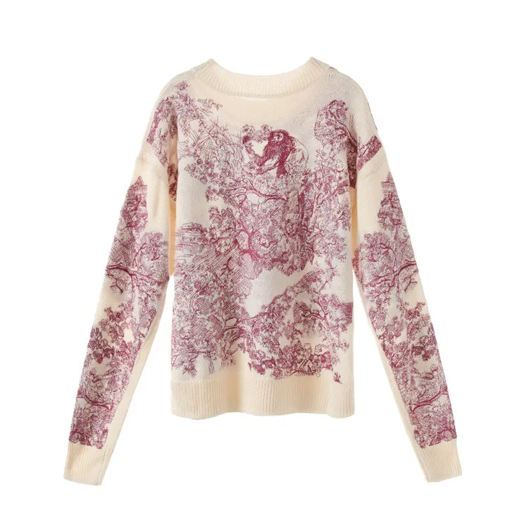 2019 Подиумные пуловеры модные женские свитера с вышитым лесным тигром Свободный