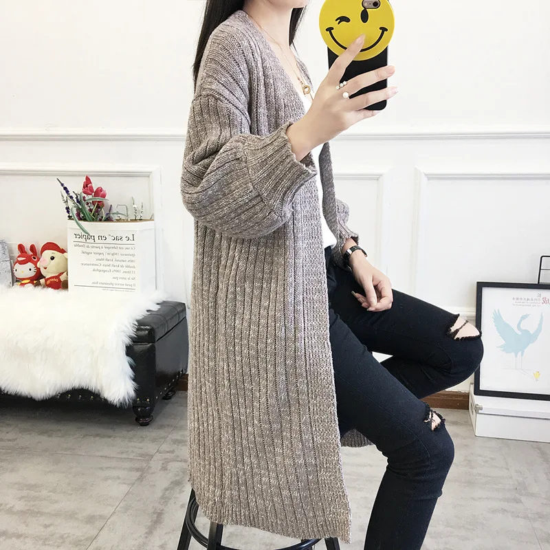 Сделать новый женский вязанный кардиган свободный большой ярдов длинные пальто