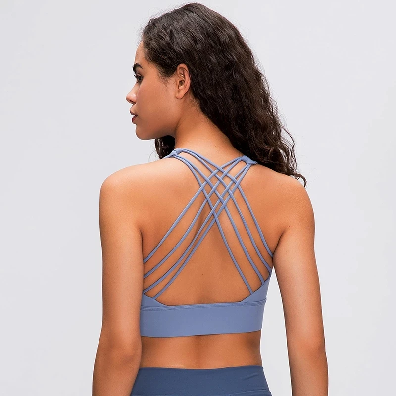 

Urbanica Shockproof Cross Straps Running Gym Sport Bras Top Women Widen Hem Push Up Workout Fitness Yoga Crop Tops Brassiere