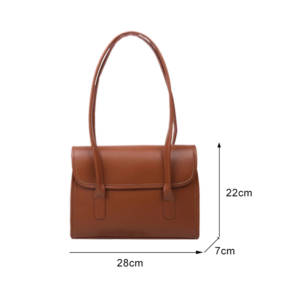 

Vintage PU Leather Shoulder Handbags Fashion Solid Color Large Capacity Women Top-handle Bag Party Clutch
