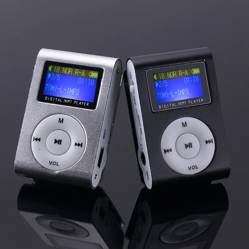 2 Гб памяти автомобиля мини USB Клип ЖК-экран MP3 музыкальный плеер Поддержка MP3-плеер USB линия передачи данных наушники спортивный металлический музыкальный плеер