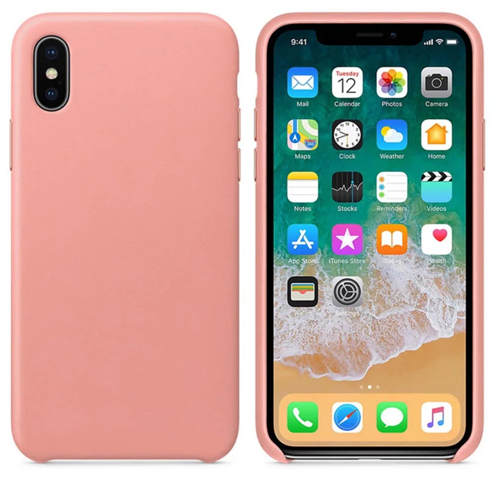 Rosa 1:1 Официальный чехол из натуральной кожи для iphone 7 8 plus X XS XR XS MAX 11 pro max чехол из натуральной кожи с розничной посылка - Цвет: Rosa