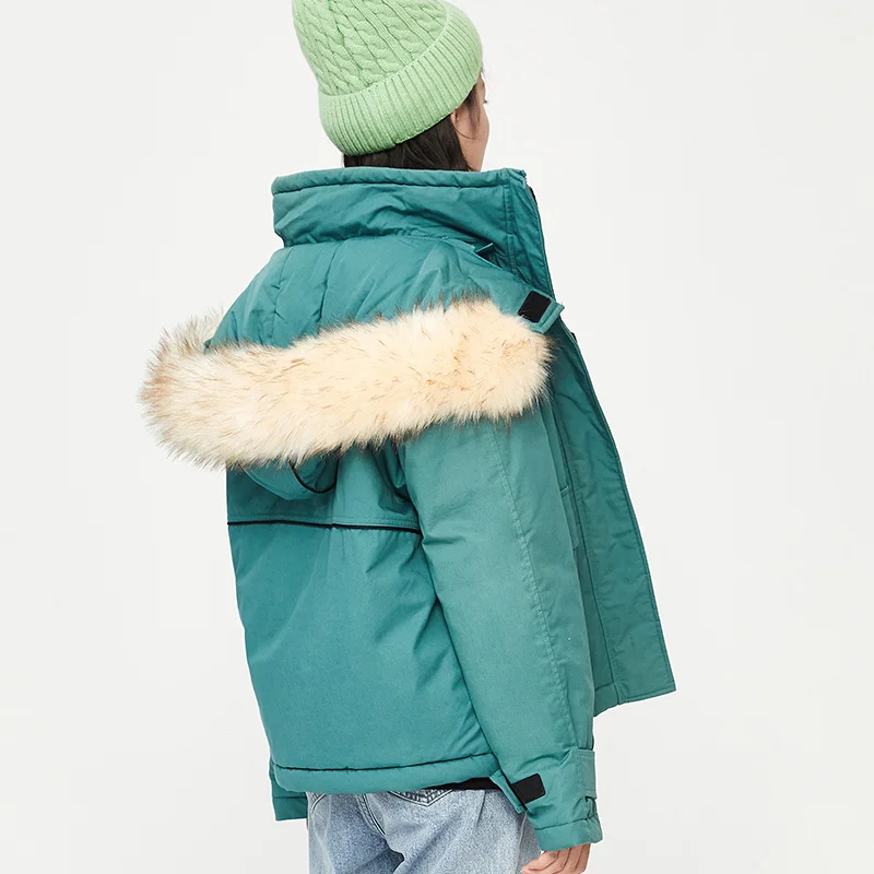 

SEMIR Cotton Jacket Female Korean Version Loose Women Parkas Coat 2020 New Trend Tooling Style Hooded Fur Collar Winter Clothes