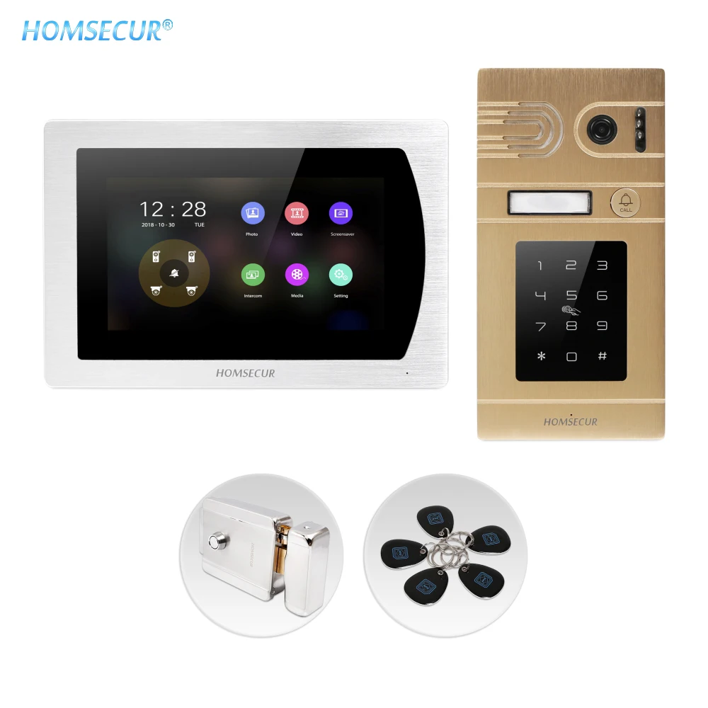 

HOMSECUR 7" AHD Hands-free Video&Audio Home Intercom Electric Lock with Keys Included BC071HD-G+BM717HD-S
