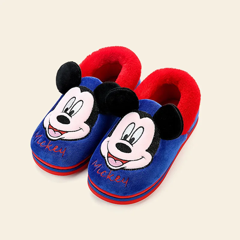 B Disney/Детские домашние тапочки для девочек; тапочки с Минни Маус И Микки; Новинка; теплые Нескользящие домашние тапочки для мальчиков и девочек с Микки Маусом; сезон осень-зима - Цвет: B
