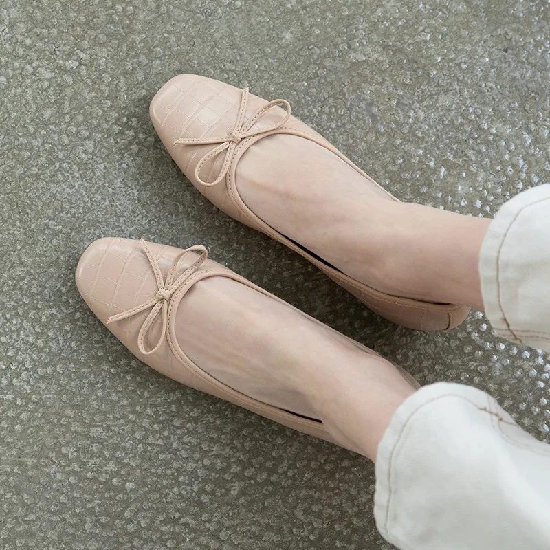 

FEDONAS Concise Women Flats Spring Autumn Basic Casual Party Shoes Woman Genuine Leather Elegant Female Square Toe Flats Shoes