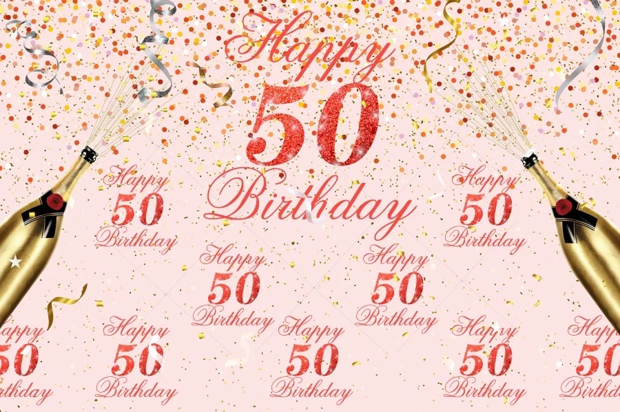 Фон для фотосъемки с изображением розового золота 50-го дня рождения женские