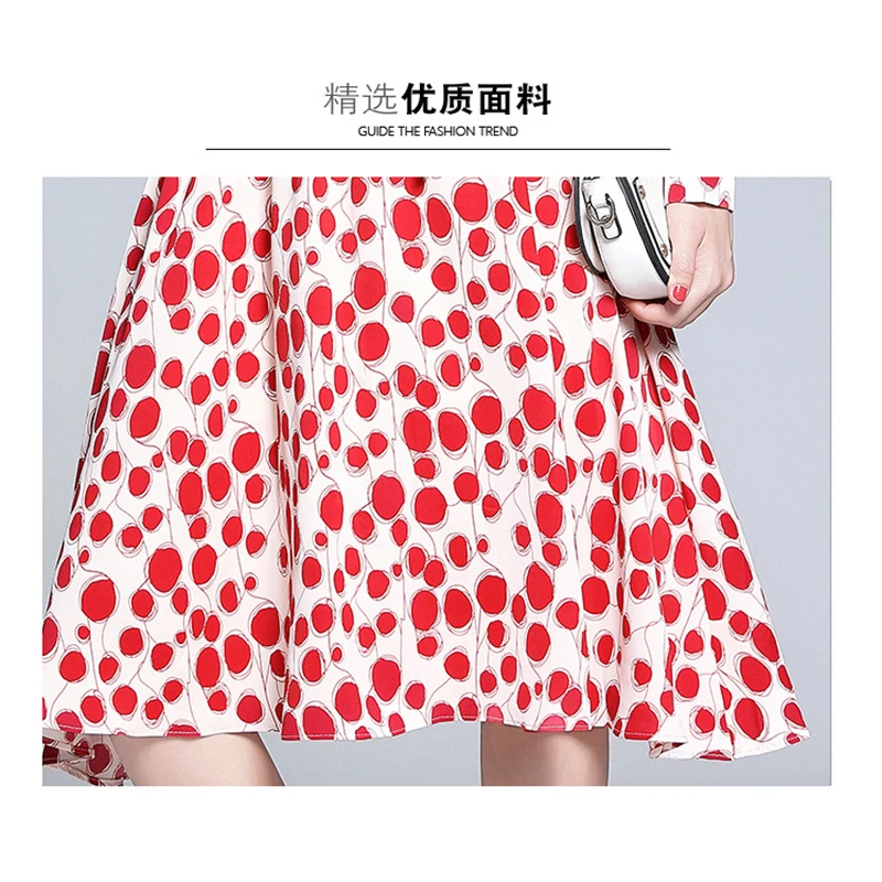 Женское платье с рисунком в горошек повседневное милое до щиколотки белым фоном