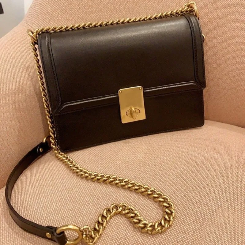 

Famous Brand Women Bags 2021 New Summer Genuine Leather Chains Bag OL Style Splice Office Party Lady Shoulder Crossbody Bags