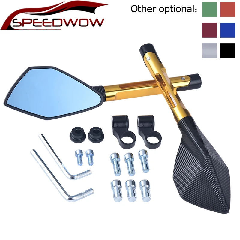 

SPEEDWOW 1 пара универсальные мотоциклетные зеркала заднего вида Moto CNC боковые зеркала для YAMAHA HONDA SUZUKI KAWASAKI мотоциклетные запчасти