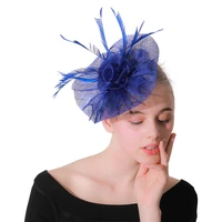 royal blue women kentucky fascinator headband sinamay headpiece cocktail hair accessories church hat ladies marriage fedora cap