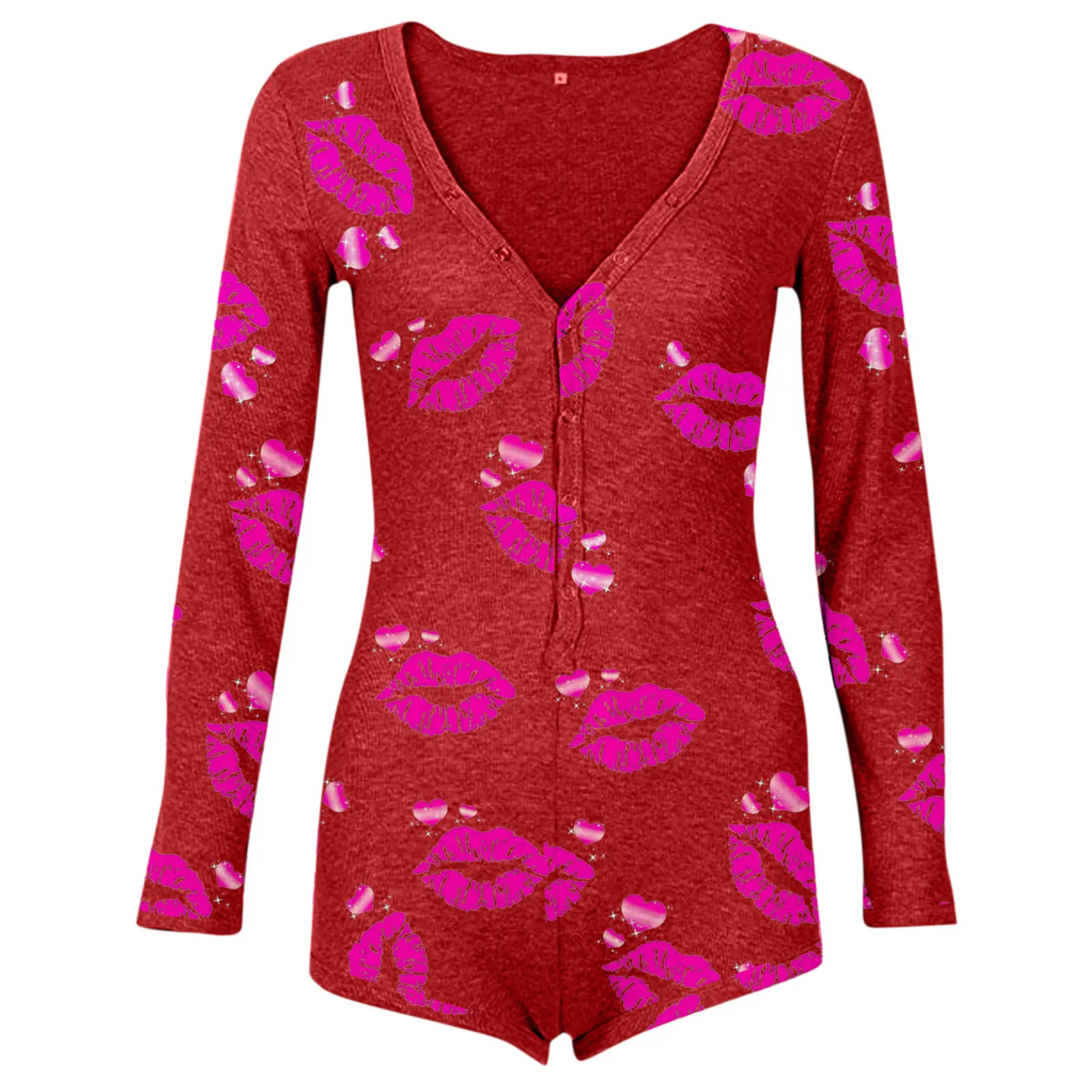 

Washable Reusable Jumpsuit Kawaii Lovely Women Print Long Sleeve Nightwear Jumpsuit Bodysuit Playsuit Romper Keep Nightwear cd