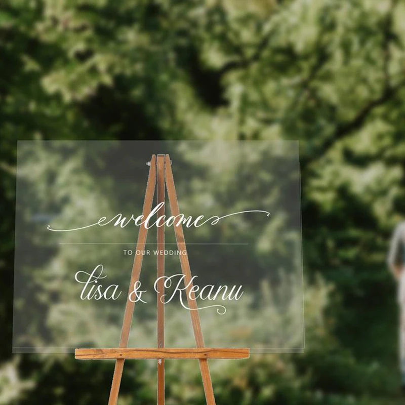 Personalized Wedding Welcome Sign Clear Acrylic Custom Names And Date Plexiglass Party Decor Rustic | Дом и сад