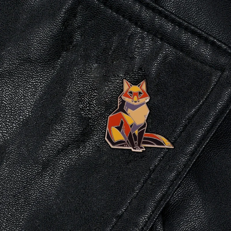 

Pretty Angular Red Fox Hard Enamel Pin Geometric Origami Art Style Collection