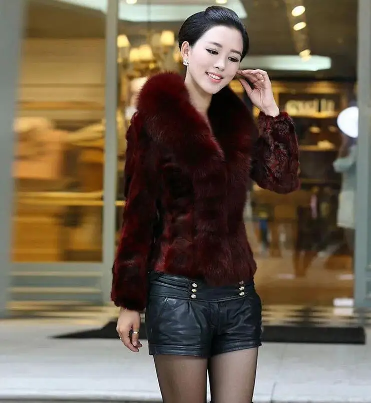 Short fur leather jacket womens warm faux mink fur leather coat women loose jacket winter thicken fashion black white red