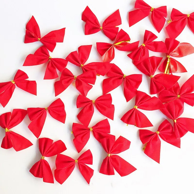 12 шт./пакет с красным бантом для маленьких девочек на Рождество Новый год